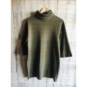 NWOT ZARA Knit Dress M Turtleneck Olive Green Casual Shift T-Shirt Dress